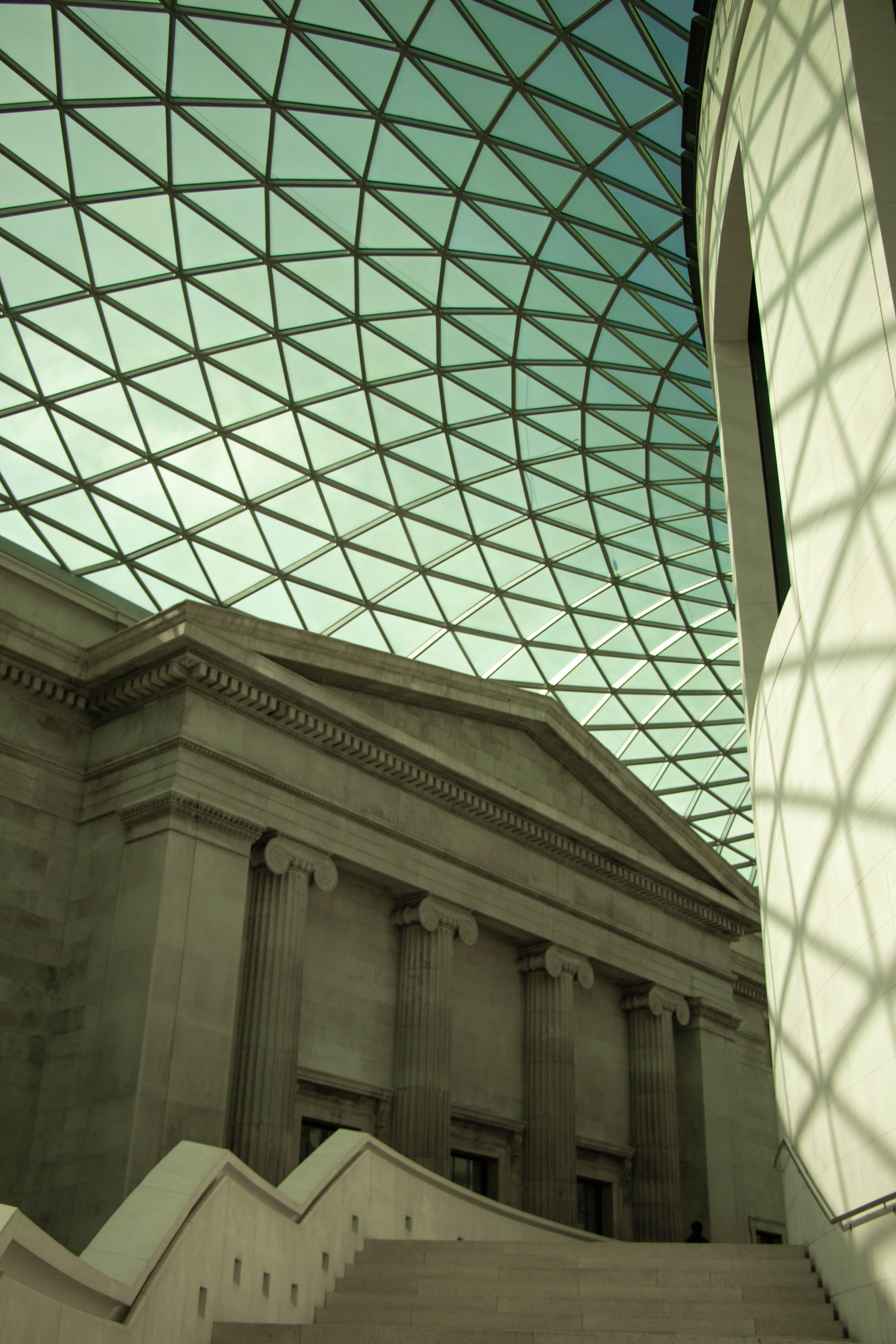 Museum atrium with glass roof